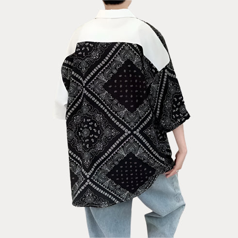 Patchwork Shirt Bandana Floral Graphic Oversized Shirt